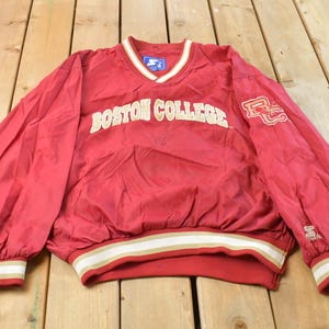 Vintage 1990s Boston College Starter Windbreaker Pullover Jacket Men's XL / Team Logo / Collegiate Jacket / Streetwear / Athleisure