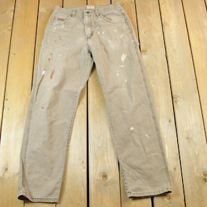Vintage 1990s Schmidt Tan Workwear Jeans Size 32 x 34 / 90s Carpenter Pants / Made In USA / Distressed Carhartt / Vintage Workwear
