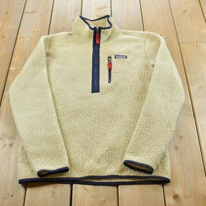 Suéter vintage de forro polar de pelo largo Patagonia de los años 2000 con cremallera hasta el cuarto para hombre, talla S / Forro polar Patagonia / Ropa urbana / Estilo al aire libre de los años 2000 / Senderismo Y2K