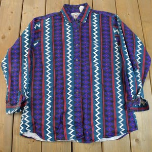 Vintage 1990s Mid-West Garment Co South Western Cowboy Style Button Up Shirt / 1990s Button Up / Cowboy Shirt / Navajo