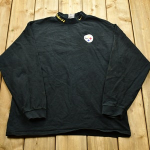Vintage 1990s Pittsburgh Steelers Longsleeve T-Shirt / Made in USA / NFL / Mock Neck / Embroidery / 90s Streetwear / Athleisure / Sportswear