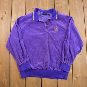 Vintage 1990s Jaclyn Sport Velour Sweater / Quarter Button / Unisex / Made in USA / 90s Sweater / Streetwear / Track Suit
