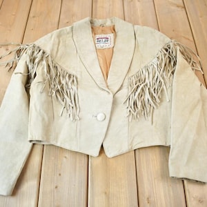 Vintage 1990s Adler Beige Suede Fringe Jacket / Western Jacket / Vintage Fringe Coat / Vintage Leather / Womenswear