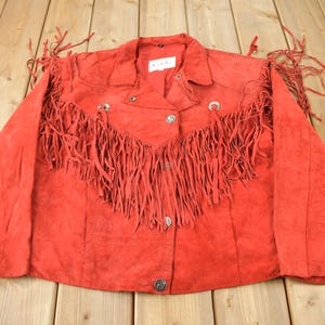 Vintage 1990s M Julian Red Suede Fringe Jacket / Western Jacket / Vintage Fringe Coat / Vintage Leather / Womenswear