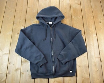 Vintage Black Russell Athletic Hoodie , Heavyweight, Classic 90s