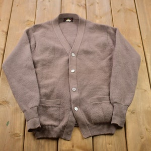 Vintage 1990s Brown Knitted Cardigan Sweater / Vintage Cardigan / Button Up / Blank Cardigan / Vintage Sweater / 90s Cardigan