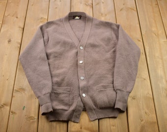 90s Red Cardigan Wool Acrylic Knit Deep V Neck Button up Sweater