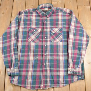 Vintage 1990s Five Brother Plaid Button Up Shirt / 1990s Button Up / Vintage Flannel / Casual Wear / Workwear
