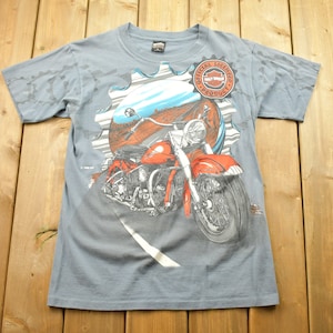 Vintage 1995 Harley Davidson All Over Print T Shirt / Motorcycle Biker Graphic / Made In USA / Single Stitch / 90s Shirts