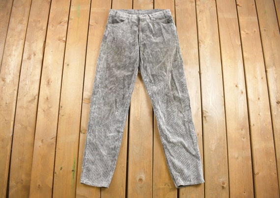 Vintage 1980s Levi's Silver Grey Corduroy Pants S… - image 2
