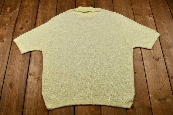 Vintage 1990s Pale Yellow Terry-Cloth T-shirt / A… - image 5