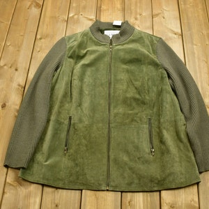 Vintage 1990s J.G, Hook Suede Color Block Women&#39;s Jacket / Fall Outerwear / Leather Coat / Streetwear Fashion / Suede Jacket