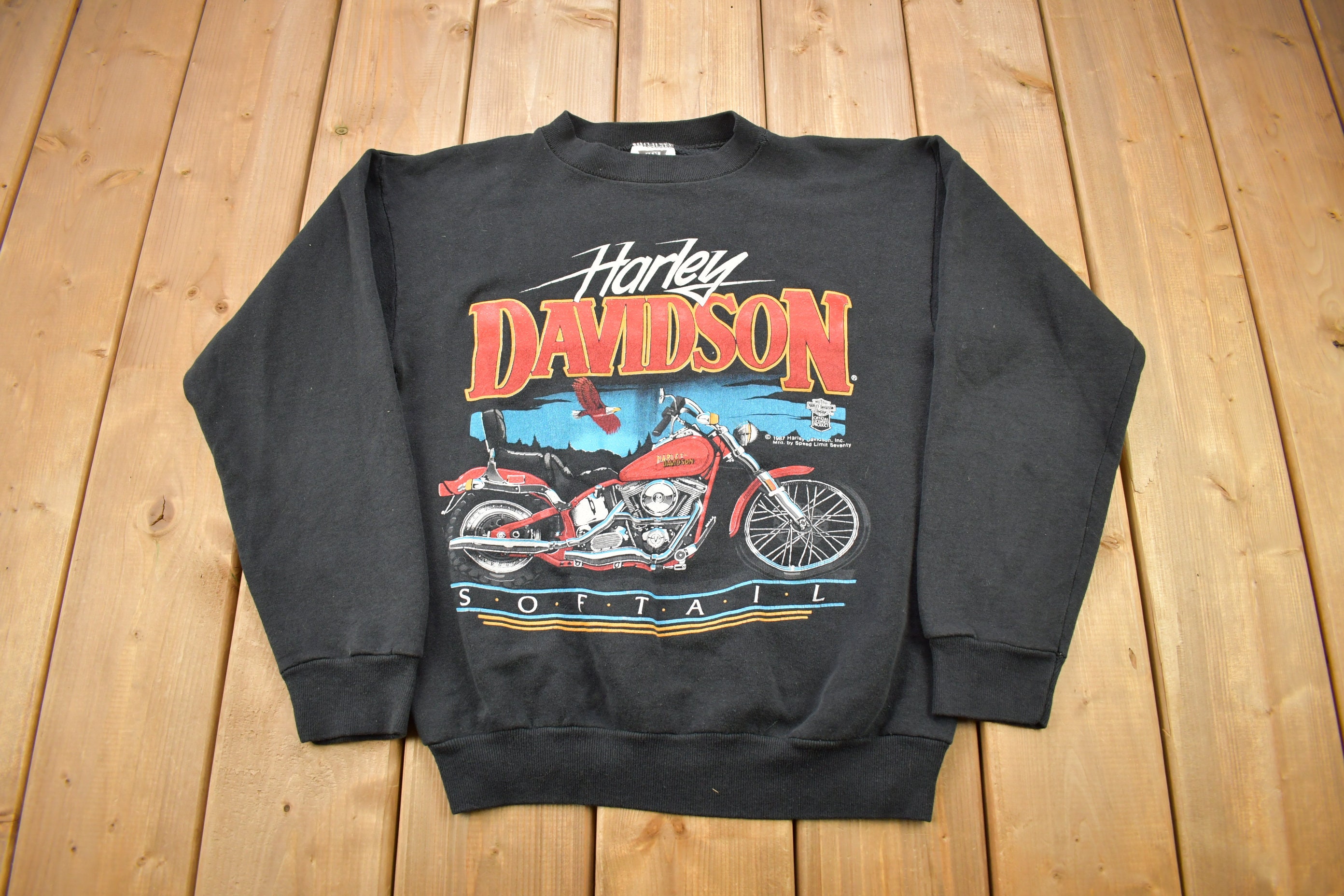 Vintage 1987 Harley Davidson Softail Crewneck Sweatshirt / 80s  