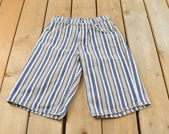 Vintage 1990s Levi's Orange Tab Slim Striped Denim Jean Shorts Women's 24 / Made in USA / 90s Shorts / Bottoms / Vintage Jeans/ Jorts