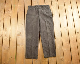 Vintage 1990s Brown Slacks Size 34x30/ Baggy Cotton Pants  / American Vintage / Streetwear Fashion / Vintage Pants