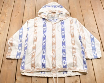 Vintage 1990s High Advantage All Over Patterned Hoodie / 90s Hoodie / Vintage Sweater / All Over Print / Hippie / Boho Hoodie