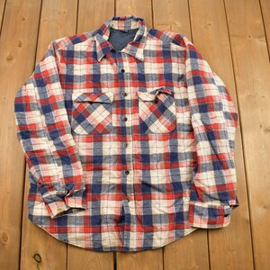 Vintage 1990s Plaid Quilted Flannel Button Up Shirt / 1990s Button Up / Vintage Flannel / Plaid Shirt / Button Down