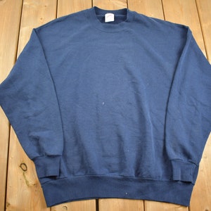 Vintage 1990s Navy Blue Jerzees Blank Crewneck Sweatshirt / 90s Crewneck / Blue Crewneck / Athleisure / Streetwear / 90s Blank / Made In USA