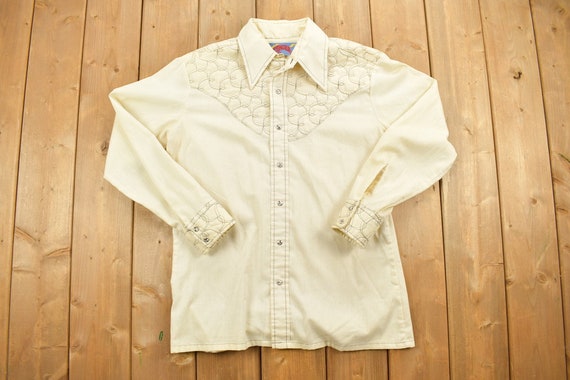Vintage 1970s Quilted Wrangler Snap Button Shirt … - image 1