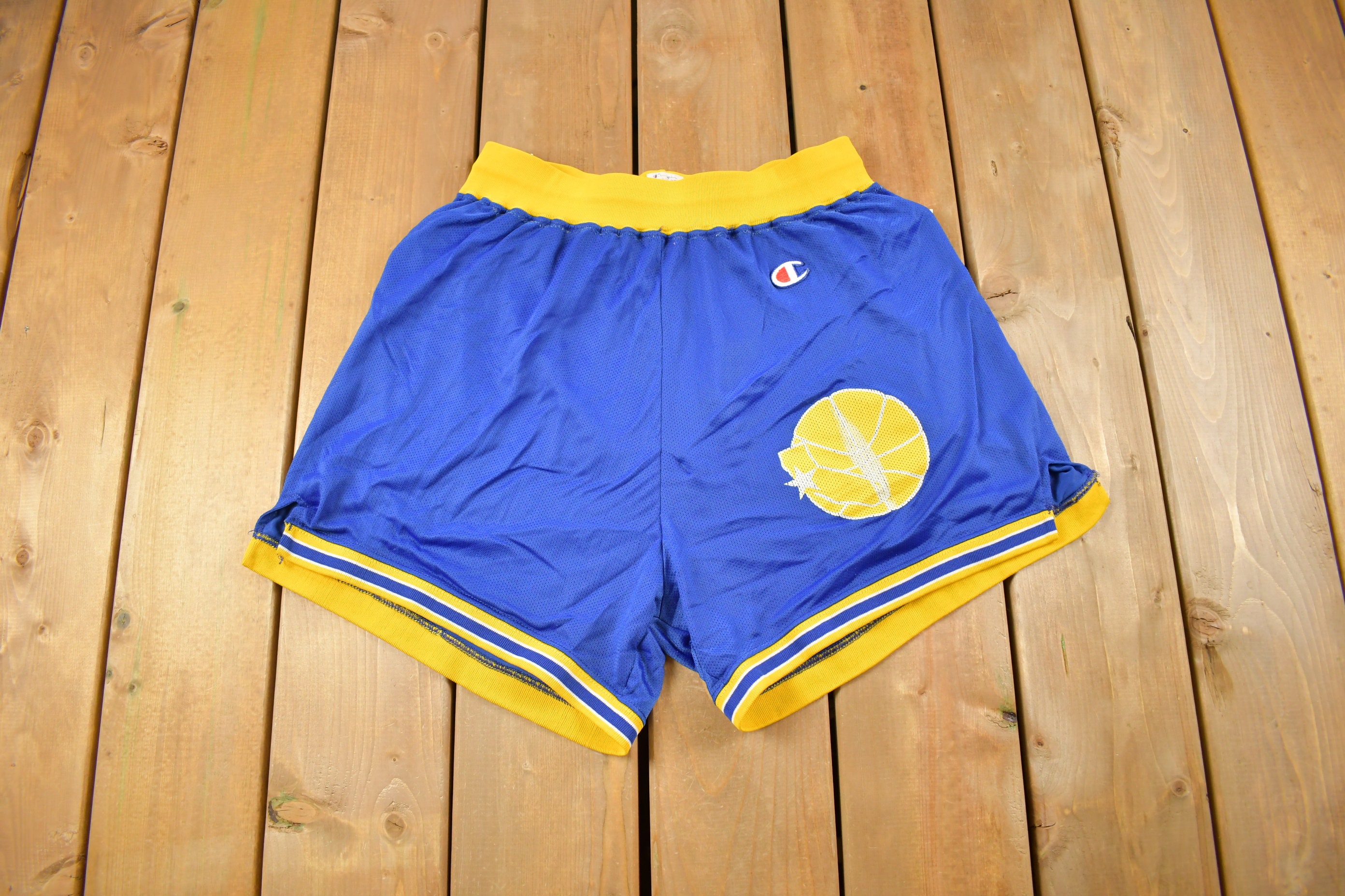 90s Champion Golden State Warriors Basketball Shorts Blue XL