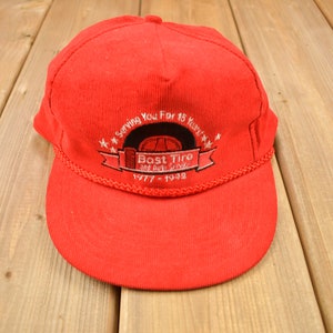 Vintage 1992 Bast Tire Corduroy Snap Back  Hat / OSFA / 90s Hat / Vintage Snap Back / Souvenir Cap / Embroidered