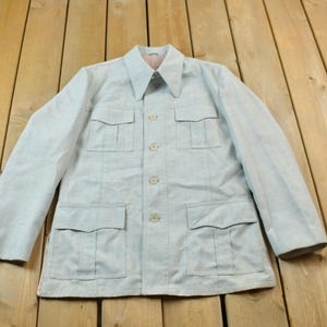 Vintage 1970s Button Up Jacket / Fall Outerwear / Button Up Coat / Outerwear / Streetwear Fashion / 70s Jacket / 70s Blazer / Light Blue