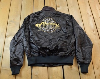 Vintage 1990s Cheers Boston Embroidered Satin Bomber Jacket / Streetwear / Sportswear / 1991 Par Pic