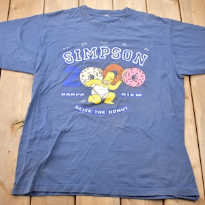 Vintage Y2K Homer Simpson Seize the Donut Vintage T-Shirt / Matt Groening Cartoonist Graphic / Donuts / Y2K / Streetwear / TV Show Promo /