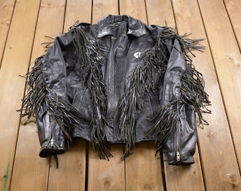 Vintage 1990s Unik Fringe Leather Jacket / Fall Outerwear / Leather Coat / Western Jacket / Streetwear Fashion / Suede Jacket