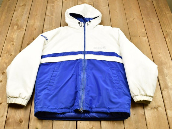 Vintage 1990s Nike Swoosh Puffer Jacket / Nike White … - Gem
