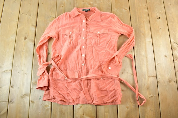 Lauren Ralph Lauren, Vintage 1990s Lauren Ralph Lauren Women's Sailing Button Up Shirt Womens S / Vintage Dress Shirt / Striped Button Up / Dinner Shirt