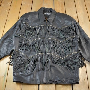 Vintage 1990er Jahre Pelle Pelle Marc Buchanan Fransen Lederjacke Gr.M