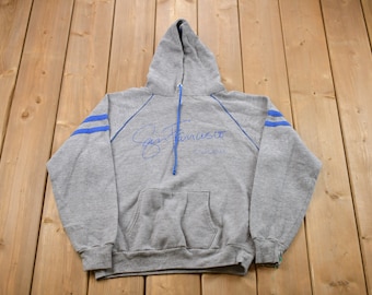 Vintage 90's Russell Athletic Navy Blue Blank Essential Hoodie