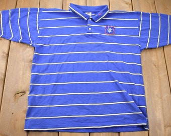 Vintage 1990s Nike Swoosh Embroidered Blue Polo T-Shirt / 90s / Vintage Streetwear / 90s Nike / Nike White Tag / Golf Shirt