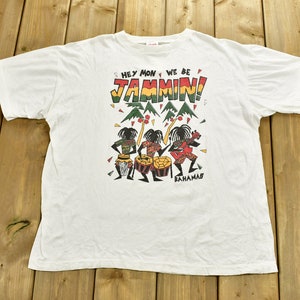 Vintage 1990s Hey Mon Are Jammin Bahamans T-Shirt / Single Stich /  Souvenir T Shirt / Streetwear / Vacation Tee / Travel & Tourism / Rasta
