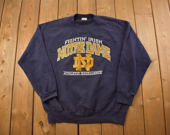 Vintage 1990s Notre Dame Fightin' University Collegiate Crewneck / Athletics / NCAA Sweatshirt / Sportswear / Americana / Made In USA