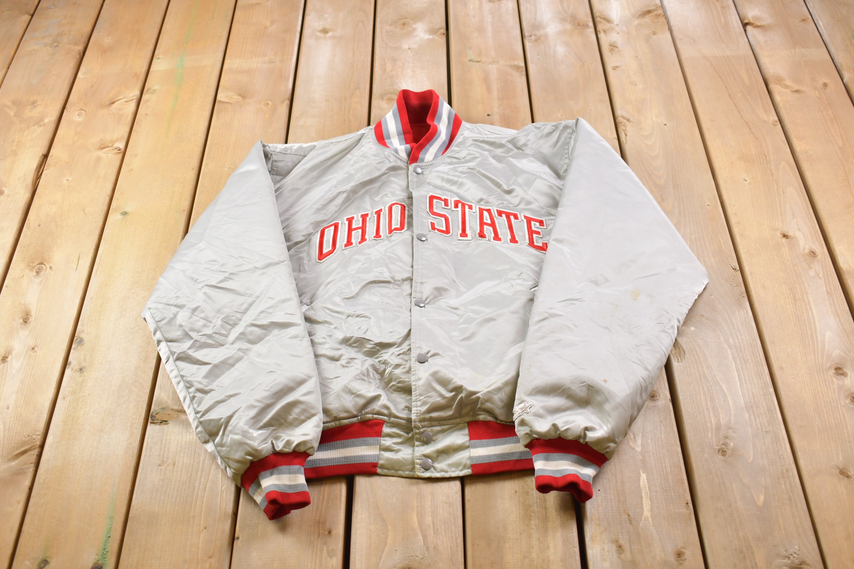 Varsity Authentic apparel Ohio State OSU M embroidered full zip Red Hoodie