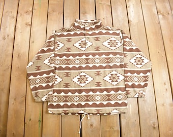 Vintage 1990s Aztec Pattern Sweatshirt / Quarter Button / South Western / Outdoorsman / Streetwear / Pattern