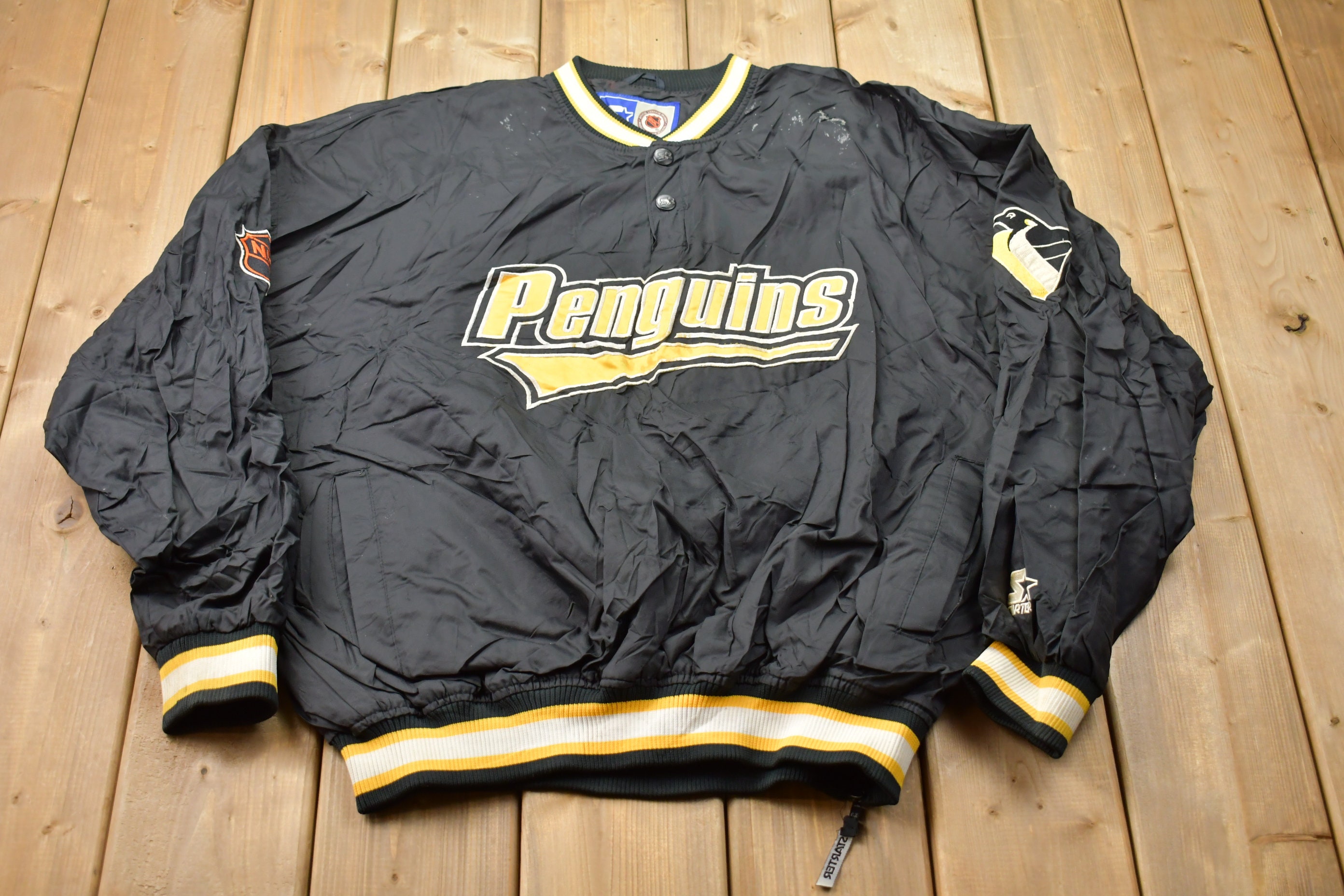 Vintage Starter Pittsburgh Penguins Windbreaker Jacket 90's NHL Center Ice  Med