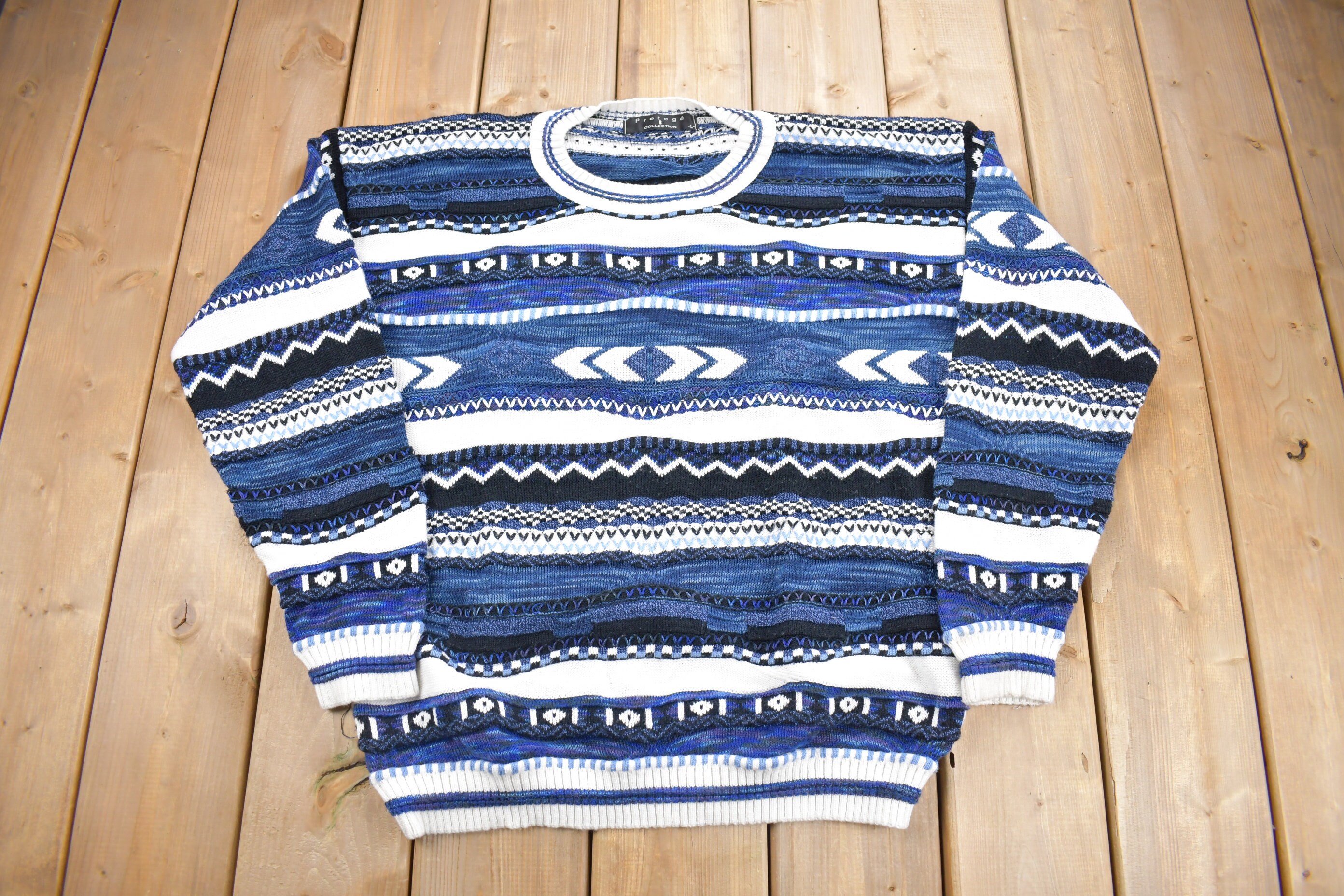 90s USA製 Protege collection 3D knit Vintage 90s Protege Collection 3D Cable Knit Sweater COOGI