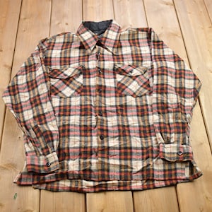 Vintage 1990s Topaz Plaid Wool Flannel Button Up Shirt / 1990s Button Up / Vintage Flannel / Plaid Shirt / Button Down / Lined Flannel