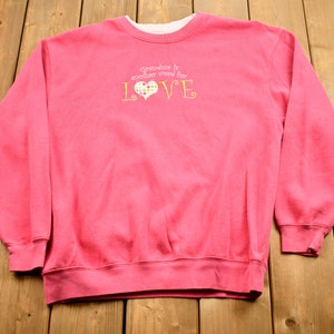 Vintage 1990s Grandma Is Another Word For Love / Embroidered 90s Crewneck / Vintage Spell Out Pullover Sweatshirt / Streetwear / Retro Style