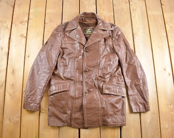 Vintage 1970s Genuine Leather Jacket / Fall Outerwear / Leather Coat / Winter Outerwear / Streetwear Fashion / Full Length / True Vintage