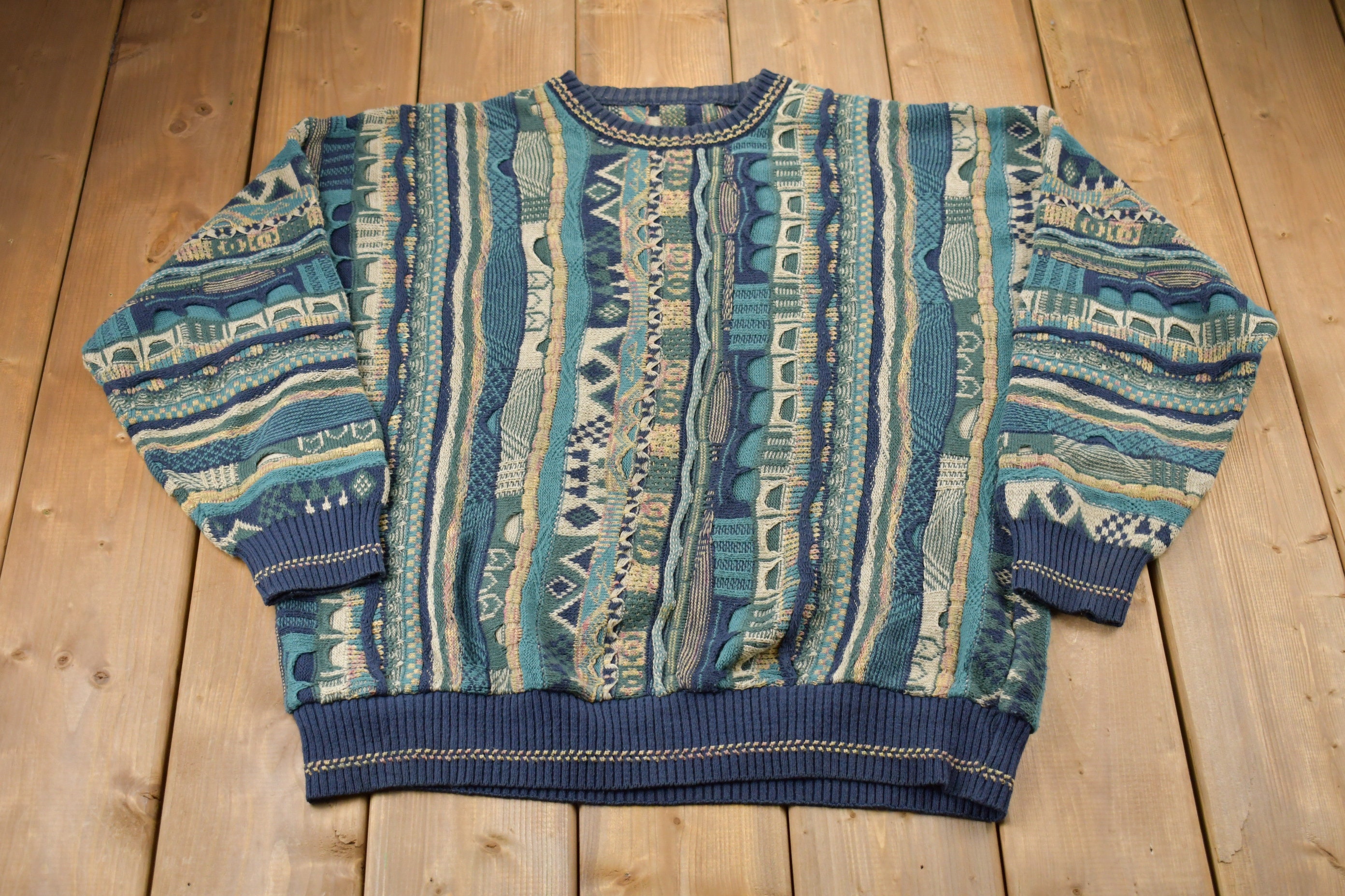 90s jacquard paris knit sweater France製 90s Jacquard Sweater - Etsy