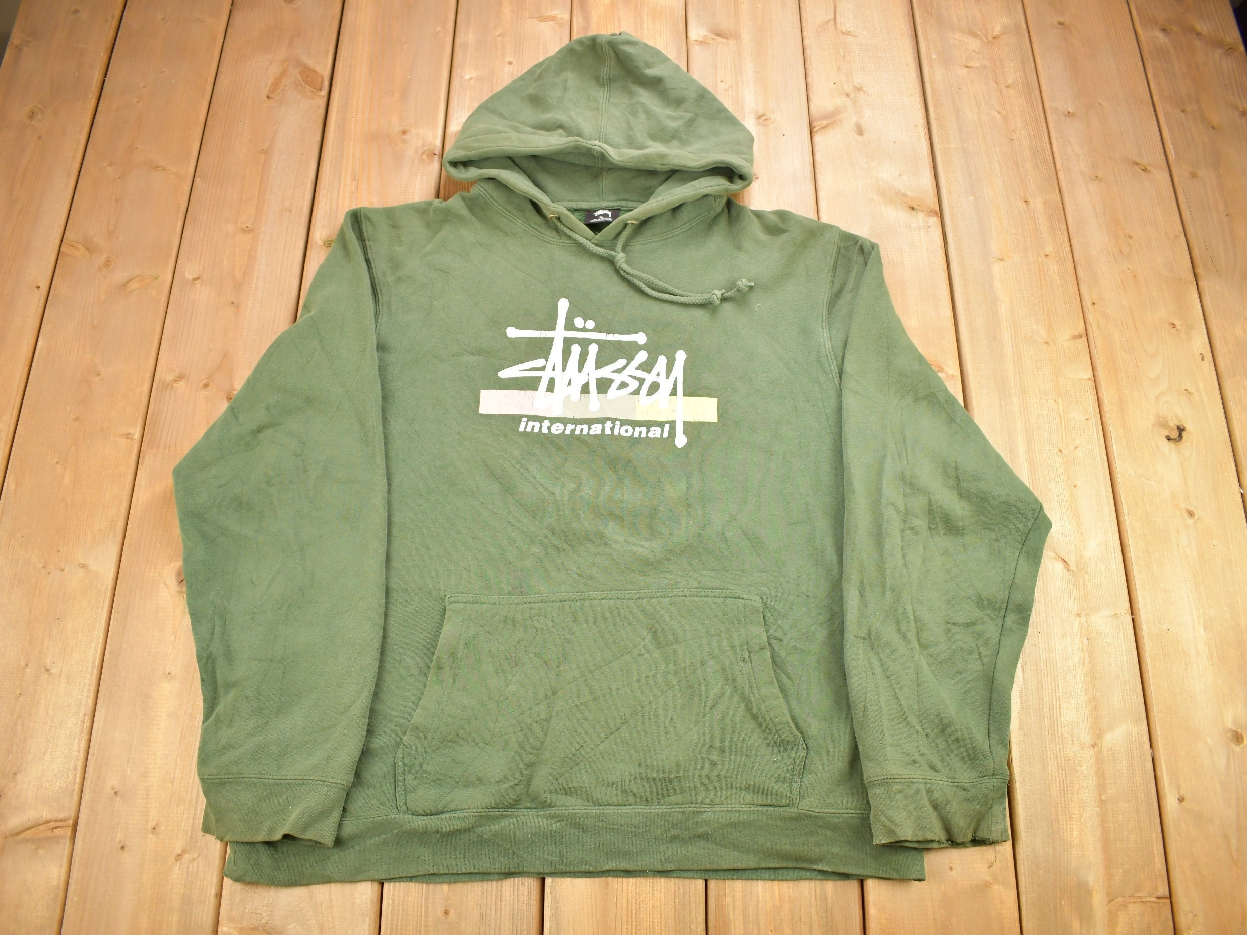 Vintage Stussy N.Y.L.T.L.A Monogram Logo Hoodie/size Xl/brown 