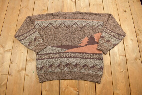Vintage 1980s Scenic Knit Crewneck Sweater Donkey… - image 2