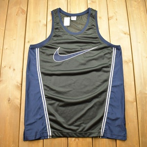 Maglia da basket vintage anni &#39;90 Nike Big Swoosh / Nike Basketball / Abbigliamento sportivo / Ricamato / Swoosh / Etichetta bianca Nike