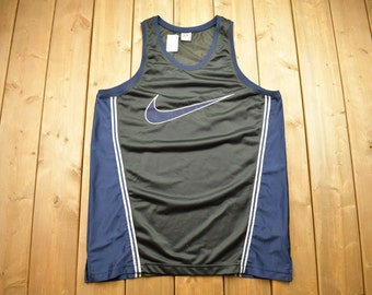 Vintage 1990s Nike Big Swoosh Basketball Jersey / Nike Basketball / Sportswear / Embroidered / Swoosh / Nike White Tag