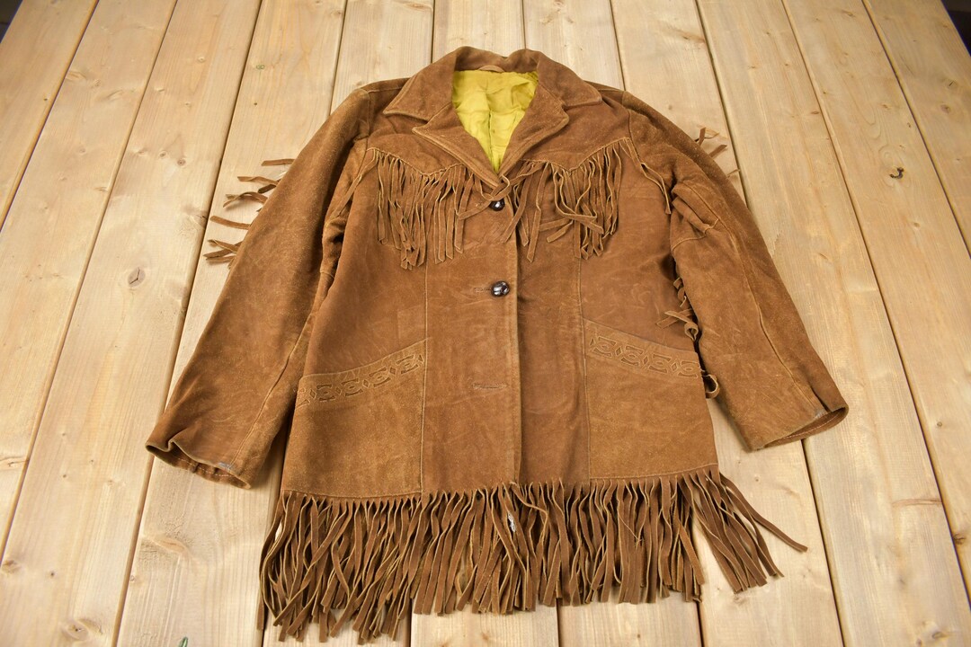 Vintage 1970s Pioneer Wear Fringe Leather Jacket / Fringe