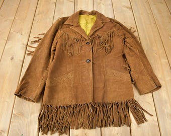 Vintage 1970s Pioneer Wear Fringe Leather Jacket / Fringe